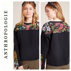 Anthropologie Tiny | Phoenix Embroidered Sweatshirt black boho botanical xs